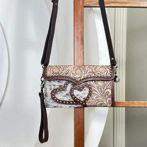 Sac à main mini pochette bandoulière en cuir véritable fait main pour femme, style western, en cuir de vachette, collection 2026, tendance et très demandé - Product Image 4