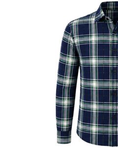 Chemise en flanelle à carreaux vert marine pour homme, coupe ajustée, manches longues, boutonnée, en coton, style décontracté, tendance, fabriquée sur mesure - Product Image 4