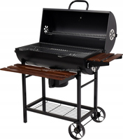 Barbecue à charbon de bois avec chariot en acier de qualité supérieure, revêtement en poudre, avec table en bois pour la vente en gros