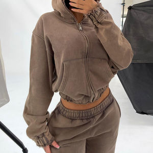 Sudadera con capucha y cuello redondo para mujer, de algodón de 240 g/m², con estampado personalizado, forro polar de invierno, estilo streetwear de lujo, oversize, bordada y con relieve. - Product Image 3