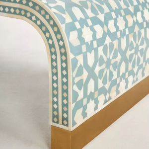 ILAHI's Bone Inlay Table Modern Design Agate Detailing Storage Portable Home Furniture - Product Image 1
