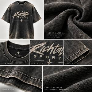 T-shirt en coton surdimensionné pour homme, style vintage streetwear, manches courtes, col rond, avec impression photo du logo sur le devant, design personnalisable - Product Image 6