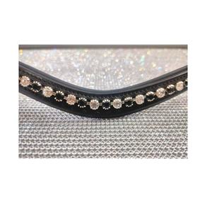 Bande de sourcils de cheval en cuir noir et marron de haute qualité avec conception de pierre d'argent noir cristal produit de cheval élégant confortable - Product Image 1