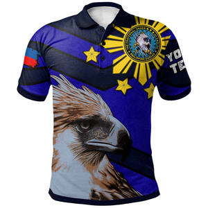 Polo à manches courtes pour homme avec imprimé aigle noir et logo soleil, coupe décontractée, tissu polyester respirant - Product Image 6