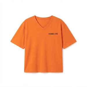 Camiseta de Manga Corta con Cuello en V para Mujer, Color Naranja, Corte Holgado, 100% Algodón, Estilo Casual, con Logotipo Estampado - Product Image 6