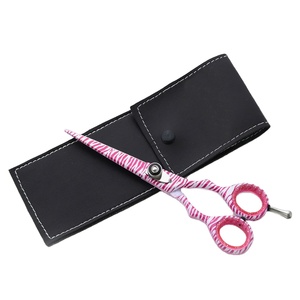 Professional Hairdressing Scissors Stainless Steel Sharp Blade Right Handed <b>Long</b> <b>Handle</b> Zebra Pattern Black Case Included - Product Image 6