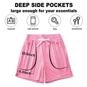 Pantalones cortos de malla de alta calidad para hombre, diseño transpirable de secado rápido, con cordón en la cintura, ropa deportiva informal. - Product Image 4