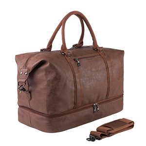 Sac de voyage de luxe en cuir véritable 100% de haute qualité avec fermeture éclair en polyester, idéal pour la gym, les week-ends ou les voyages d'une nuit, directement de l'usine - Product Image 1