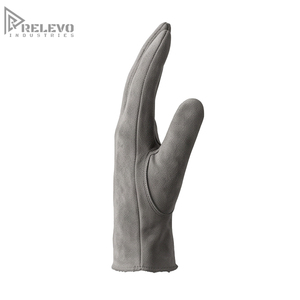 Custom Light Grey Suede Leather Gloves Minimalist Slip On Driving Dress Gloves Soft Genuine Suede Workwear Utility Biker Gloves - Product Image 4