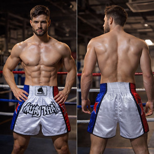 Shorts de boxe sublimés avec logo personnalisé, pour le kickboxing, le MMA, tissu respirant à séchage rapide, unisexe, vêtements d'entraînement pour les arts martiaux - Product Image 2