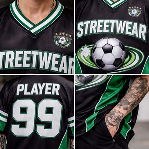 เสื้อฟุตบอลผู้ชายระบายอากาศได้ดี ทรงโอเวอร์ไซส์ ผ้าโพลีเอสเตอร์ 100% พิมพ์ลายกราฟิก สไตล์สตรีทแวร์ เสื้อยืดโพลีเอสเตอร์ทรงโอเวอร์ไซส์ ระบายอากาศได้ดี - Product Image 6
