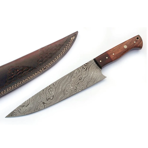 Cuchillo de Cocina Premium LEGACY BLADES de Acero de Damasco, Hecho a Mano, 8 Pulgadas, Mango de Madera, Ambidiestro, Ecológico - Product Image 3