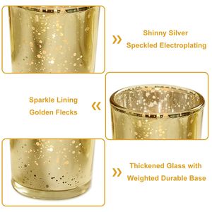 24 Portavelas de Cristal Dorado con Efecto Mercurio, Linternas Brillantes, Frascos para Velas, para Bodas, Cumpleaños, Fiestas y Hogar - Product Image 3