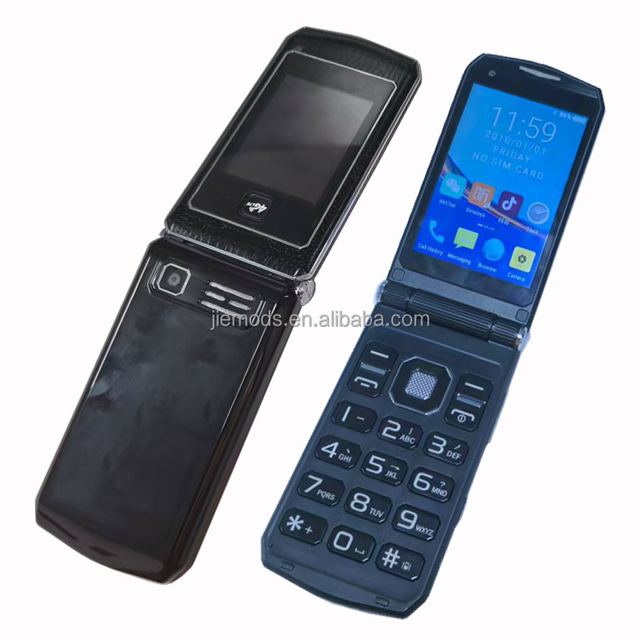 OEM Customizable EU/USA Version 4G Volte Mobile Phone MTK6765 Chipset 3.5 Inch Touch Screen Keypad Android Flip 64GB LTE Unlock