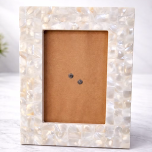 กรอบรูปแนวตั้งเปลือกหอยมุก งานฝีมือฝังเปลือกหอยแบบโมเสก กรอบรูปหรูหราสำหรับตกแต่งโต๊ะ ของขวัญ - Product Image 1