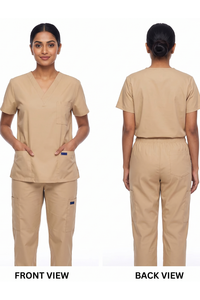 Unisex Soft Eco-Friendly Polyester Spandex Woven 2-Piece Nursing Scrub Set V-Neck Top Pant Cargo Pocket Short Hospital Uniforms - Product Image 2