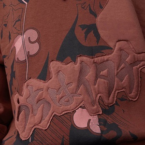 <span class=keywords><strong>Felpa</strong></span> con Cappuccio Oversize da Uomo Invernale con Logo Stampato Frontale, Grafica Anime <span class=keywords><strong>Giapponese</strong></span>, Marrone, Streetwear OEM - Product Image 5