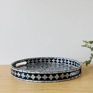 Plateau de service de mariage rond en perles, design de luxe, poli, écologique, compatible lave-vaisselle, pour usage domestique, article de décoration pour plats et assiettes - Product Image 1
