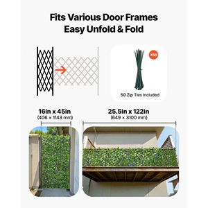 Schermo per Recinzione Espandibile 25,5 X 122, Pannello di Edera Artificiale Realistica con 50 Fascette, Parete Vegetale Artificiale Espandibile - Product Image 4