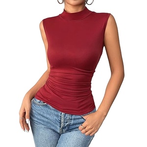 Body sans manches à col montant pour femme, coupe ajustée, extensible, couleur unie, décontracté, basique, tendance - Product Image 1