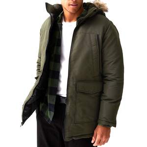 Men Long Plus Size Hooded Nylon Parka <b>Jacket</b> with Thick Padding for Extra Cold Weather Lightweight & Warm Custom Wholesale - Product Image 1