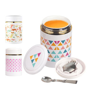 โหลใส่อาหารเครื่องเคลือบดินเผาเกรดอาหารแบบพกพาขนาด10ออนซ์/320มล. พร้อมฝาปิด PP และช้อนพับได้สำหรับกล่องอาหารกลางวัน - Product Image 1