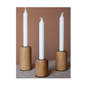 Rustic Wooden Candlestick Holder Handcrafted Eco-Friendly Durable Decorative Farmhouse Centerpiece for Home <b>Office</b> Shelf Tea - Product Image 5