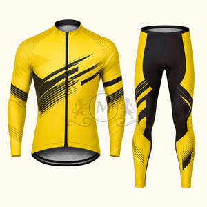 Conjunto de Jersey de Ciclismo para Hombre, Manga Larga, Amarillo y Negro, Secado Rápido, Transpirable, Ropa para Bicicleta de Carretera - Product Image 1