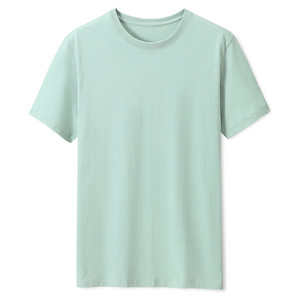 Camiseta de Manga Corta para Hombre, Cuello Redondo, Color Sólido, Algodón Orgánico Elástico, Corte Regular, Estilo Casual, Tejido Jersey, Beige, 210g - Product Image 3