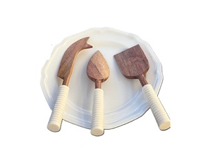 Wood Cheese Knife <b>Set</b> With Resin Handles Durable Hand Wash Only - Product Image 1