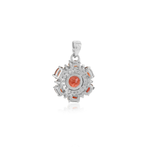 Pendentif Fleur en Grenat Plaqué Rhodium en Argent Sterling 925, Style Minimaliste Halo, Bijou Tendance pour Femme, Cadeau, Vente en Gros - Product Image 6