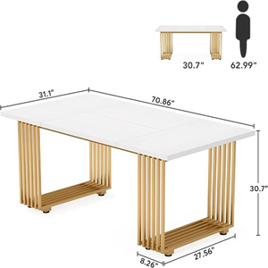 Mesa de Comedor Moderna Tribesigns para 6-8 Personas, Mesa Larga para Cocina, Madera con Patas de Metal Dorado, Mesas de Comedor Rectangulares - Product Image 5
