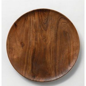 Assiette de service ronde en bois de chêne massif naturel 13 pouces, plateau de service en bois écologique, assiette décorative pour mariage, vente en gros - Product Image 6