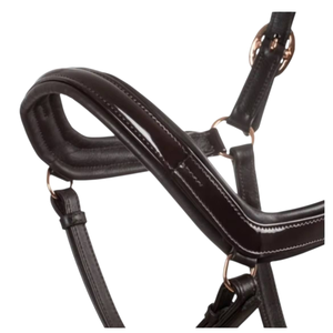 Nouvelle harnais de cheval en cuir verni marron foncé de qualité supérieure, rembourré, confortable - Cob - Quincaillerie en laiton massif, réglable - Product Image 3