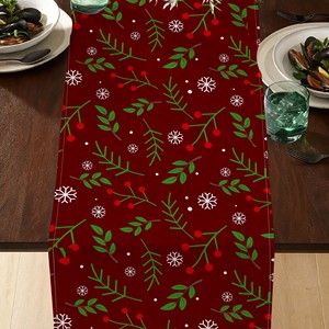 Eye Catching Christmas Floral Printed Design Tradition Style For Christmas Decoration Washable <b>Table</b> <b>Runner</b> - Product Image 1