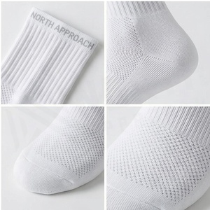 NORTH APPROACH Crew <b>Socks</b> White Breathable Knitted Cotton Running <b>Socks</b> for Adults Summer Season - Product Image 4