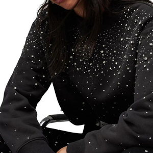Sudadera Personalizada con Pedrería para Mujer y Hombre, Sudadera de Lujo con Cuello Redondo, Algodón, Ropa Urbana, Fabricante OEM ODM, Venta al Por Mayor - Product Image 4