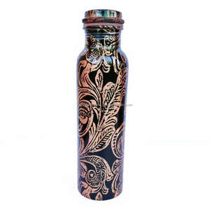 Multicolor Real <b>Copper</b> Ayurvedic Water <b>Bottle</b> Seep Design Direct <b>Drinking</b> Boiling Water Applicable for Travelling-Made India - Product Image 2