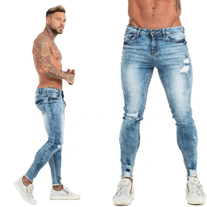 Jean personnalisé avec poche latérale zippée, jean homme, nouvelle mode 2020, coupe slim, design uni, jean skinny déchiré - Product Image 3