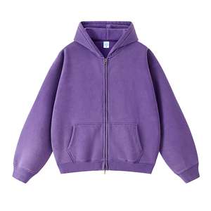 เสื้อฮู้ดดี้ผ้าฝ้ายเฟรนช์เทอร์รี่หนานุ่มแบบวินเทจขายส่ง ซักล้างทำสีซีดแบบวินเทจสองชั้น - Product Image 3