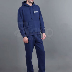 Custom Color 100% Cotton Winter Hooded Solid <b>Pullover</b> <b>Men</b> Tracksuit Casual Breathable Made in Pakistan - Product Image 2