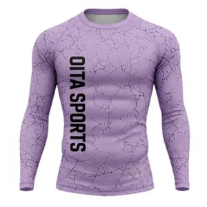 Lavender Long Sleeve Compression <b>Shirt</b> Crackle Print Athletic Training Gym Workout Breathable Quick Dry Performance Sportswear - Product Image 1