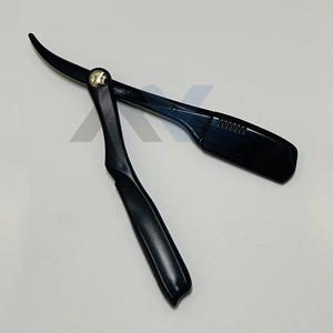 Upgraded Pinch Style Stainless Steel Barber Straight Razor Single <b>Edge</b> Folding <b>Plastic</b> Handle Manual Shaver for Men Face - Product Image 1