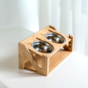 Eco-Friendly Handcrafted Wooden Stand Stylish Polished <b>Dog</b> Bowls Small Circle Food and Water - Product Image 3
