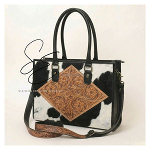 Sac fourre-tout en cuir véritable à poils, fait main, avec sangle bandoulière, sacoche de bureau pour femme, OEM - Product Image 3