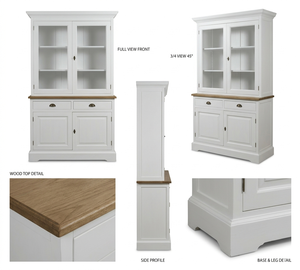 Modern Eco-Friendly Durable Dominic Cabinet Premium Solid Pine Wood 4-Door <b>Sideboard</b> Glass Display Shelves Contemporary Room - Product Image 5