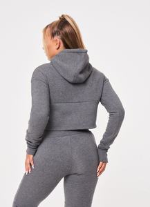 Charcoal Grey color women hoodies in the crop style manufacture by Hawk Eye Sports ( PayPal Verified ) - Product Image 2