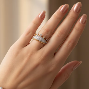 Anillo de Corona de Oro de Lujo para Mujer, Estilo Princesa Elegante, Joyería para Boda y Aniversario - Product Image 2