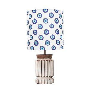 Lámpara de Mesa Ojo Turco con Remate de Porcelana, Pantalla de Tela con Patrón de Ojo Azul, Diseño Tradicional, Decoración para Sala de Estar, Regalo de Recuerdo - Product Image 4