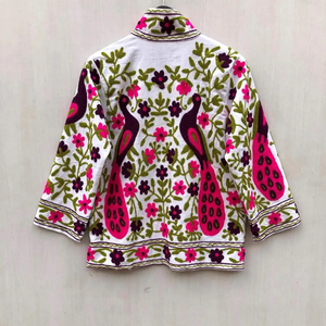 Suzani กำมะหยี่ปักลายเก๋ๆเสื้อนอกลายดอกไม้นกยูงแจ็กเก็ตสไตล์วินเทจ - Product Image 2